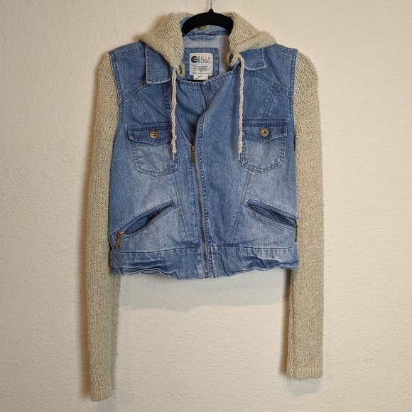 Billabong Jackets & Blazers - BIllabong M mixed media cropped denim jacket